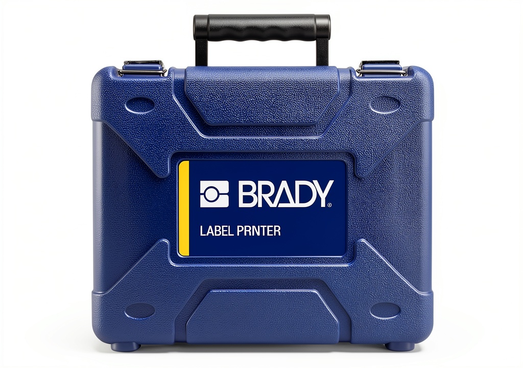Installing Brady M210 Label Printer Case Durable Foam Protection on a wooden desk