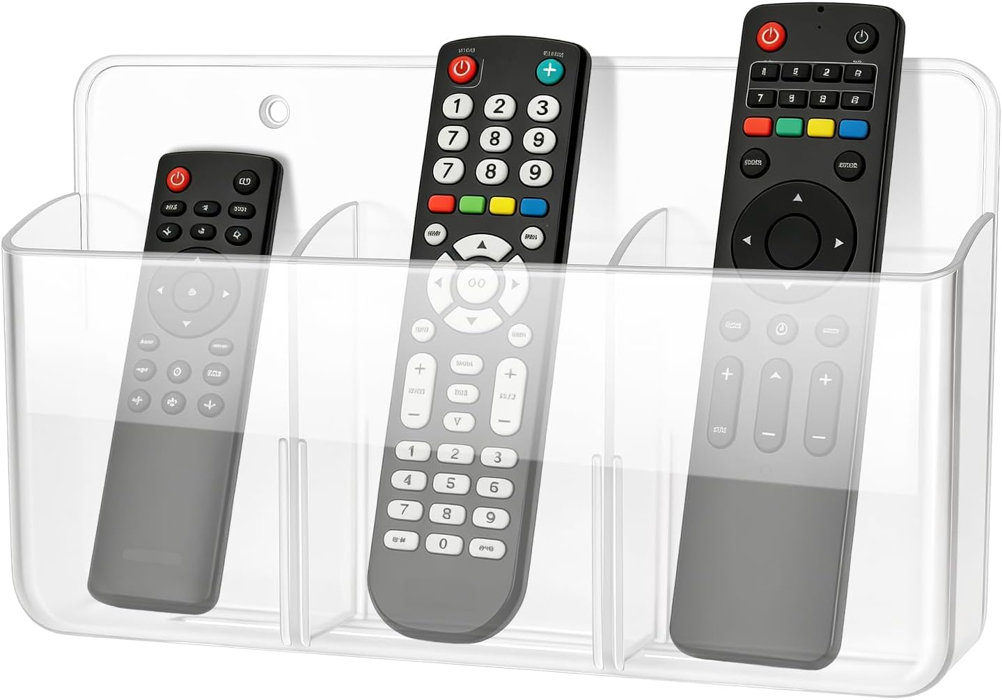 Aecsze remote holder mounted on a wall with remotes inside
