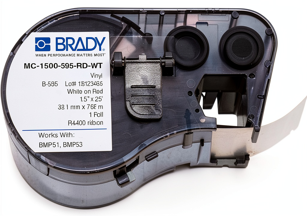 Brady industrial labeling tape applied to a textured surface