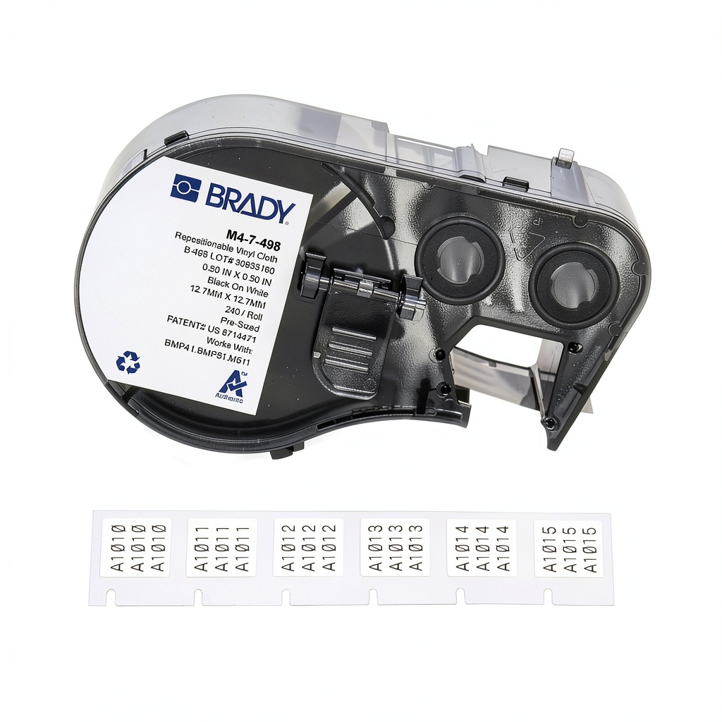 'Brady labeling tape applied to industrial wires and cables'