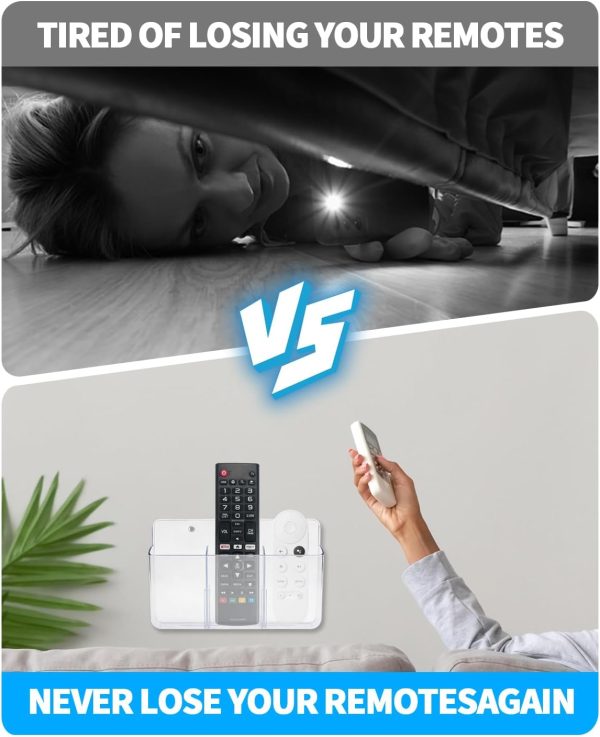 Aecsze Remote Holder Wall Mount Plastic Adjustable Storage-3