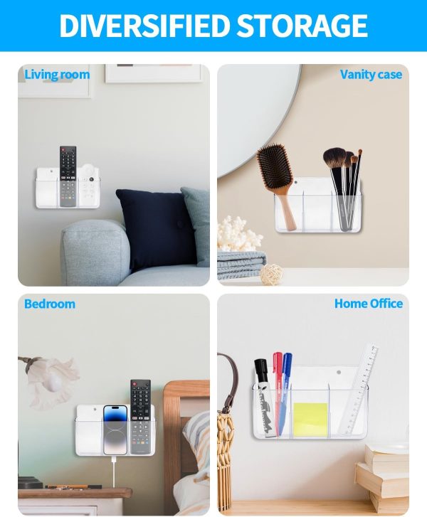 Aecsze Remote Holder Wall Mount Plastic Adjustable Storage-6