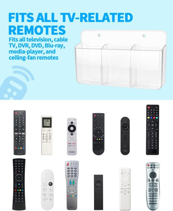 Aecsze Remote Holder Wall Mount Plastic Adjustable Storage-2