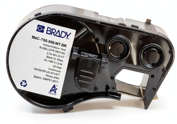 Brady Vinyl Label Tape Industrial Black on White 0.75in-0