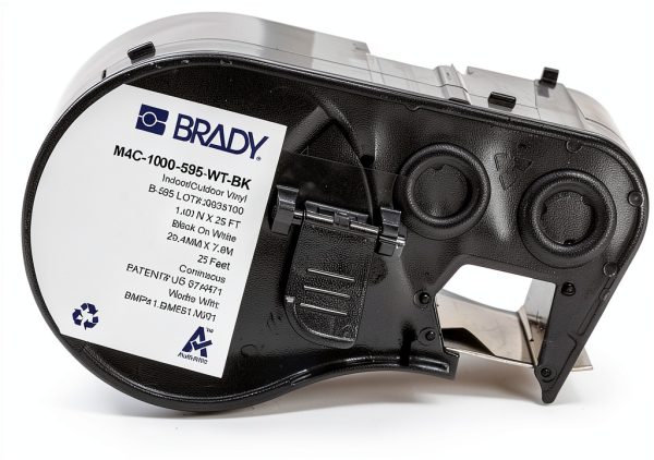 Brady Vinyl Label Tape Black on White Industrial-0