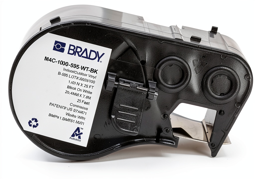 Brady vinyl label tape applied to a pipe in an industrial plant