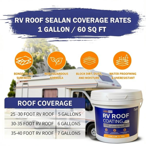 RV Roof Coating Dyvio 1 Gallon Elastomeric Waterproof Sealant Kit-6