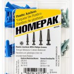 Plastic Anchors with Screws Kit by HOMEPAK Model 41819 Zinc Plated-0