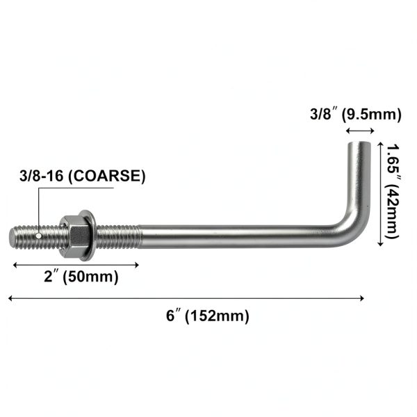 304 Stainless Steel J Bolts Lemecima Bolt Anchors 3/8-16 x 6 in-1