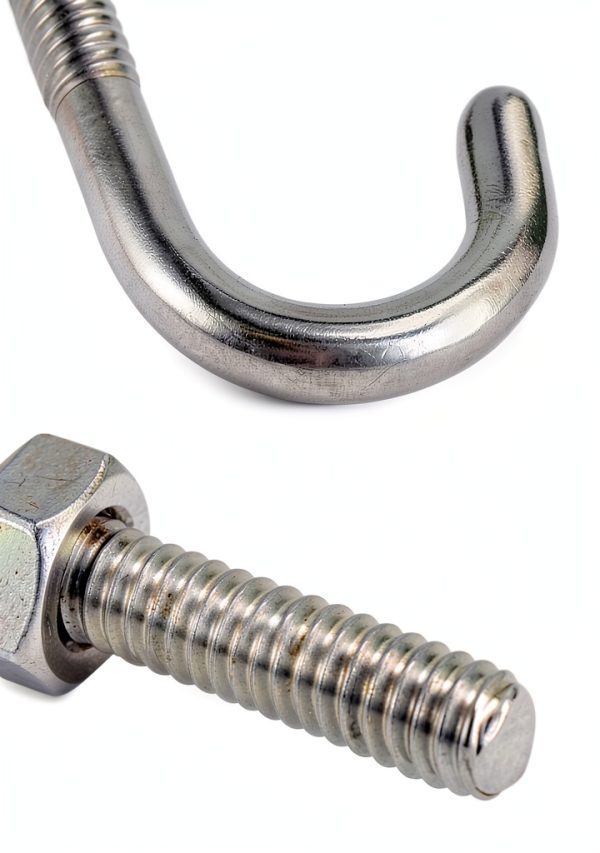 QWORK Steel J-Bolt with Nut, 5/16" x 3" Anchor Bolts, Pack of 10-4