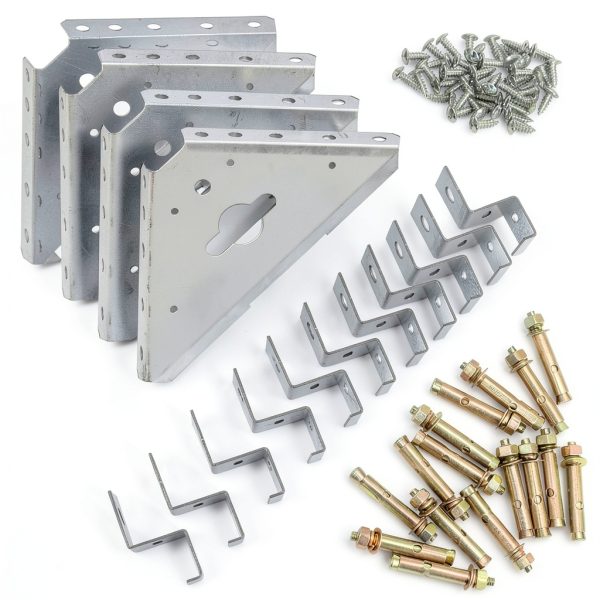 Shed Concrete Anchor Kit for Arrow Shed,Anchor Kit for Storage Garage Barn Foot Peak Roof,Metal Concrete Floor with 4 Steel Corner Gussets, Hold Down Clips, Bolt and Screws-1