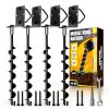 [UPGRADED] 14” Full Spiral Blade Mobile Home Anchor, 4 Pack Ground Anchor Screw in with L-shaped Brackets, U-bolts, Power Nut Driver, Earth Anchors High Wind Heavy Duty for Camping Tents, Swing Sets-0