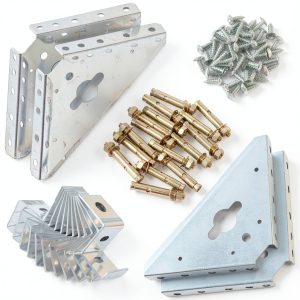 Shed Concrete Anchor Kit for Arrow Shed,Anchor Kit for Storage Garage Barn Foot Peak Roof,Metal Concrete Floor with 4 Steel Corner Gussets, Hold Down Clips, Bolt and Screws-0
