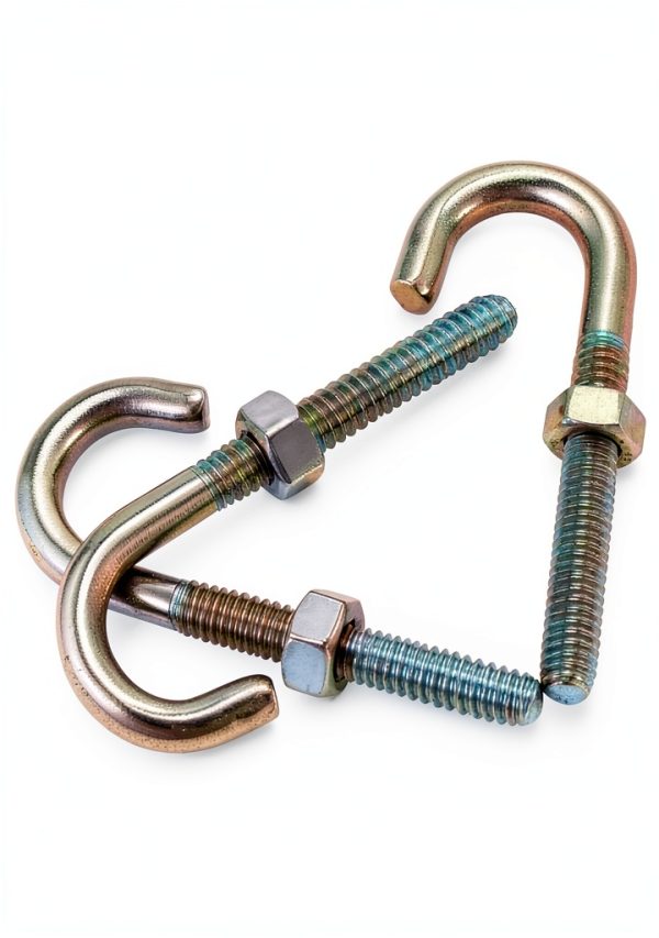 QWORK Steel J-Bolt with Nut, 5/16" x 3" Anchor Bolts, Pack of 10-2