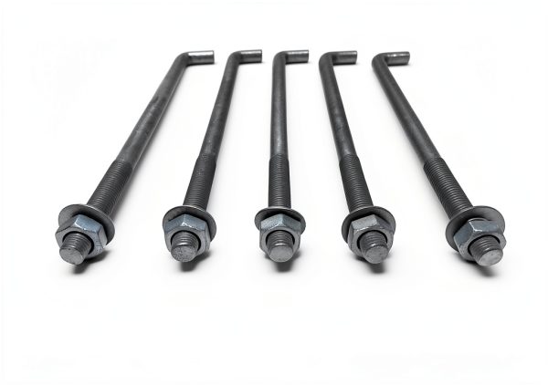 Sandbaggy 5/8" x 14" Threaded Concrete Anchor L-Bolts (Nuts & Washers Included) - Hot Dipped Galvanized - Sill Plate, Base Plate, Masonry, Wood, Cement Anchors, J Bolt (5, 5/8” x 14”)-8