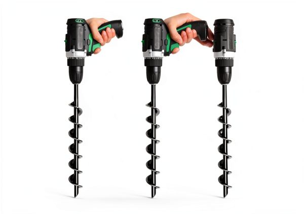 [UPGRADED] 14” Full Spiral Blade Mobile Home Anchor, 4 Pack Ground Anchor Screw in with L-shaped Brackets, U-bolts, Power Nut Driver, Earth Anchors High Wind Heavy Duty for Camping Tents, Swing Sets-3