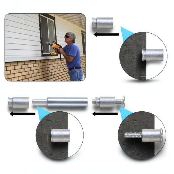 25 Piece Kit - Hurricane Shutter Hardware Hurricane Sidewalk Bolt Kit Stainless Steel 18-8 Hardware Bolt Combo with Masonry Anchors & Set Tool for Masonry Walls(25, 1/4-20 x 1-1/4 Inch)-3