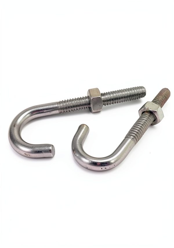 QWORK Steel J-Bolt with Nut, 5/16" x 3" Anchor Bolts, Pack of 10-7